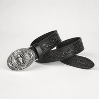 Bosque Western Full-Grain Leather Belt in Black Silver