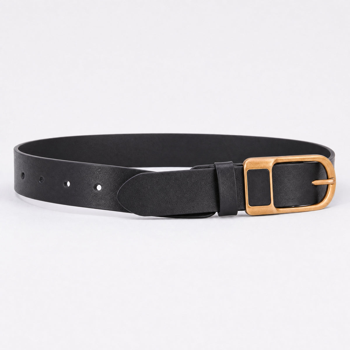 Bruceville Full-Grain Leather Belt in Black Brass