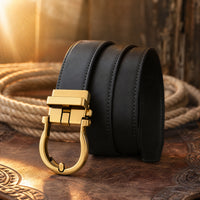 Cameron Full-Grain Leather Belt in Black Gold