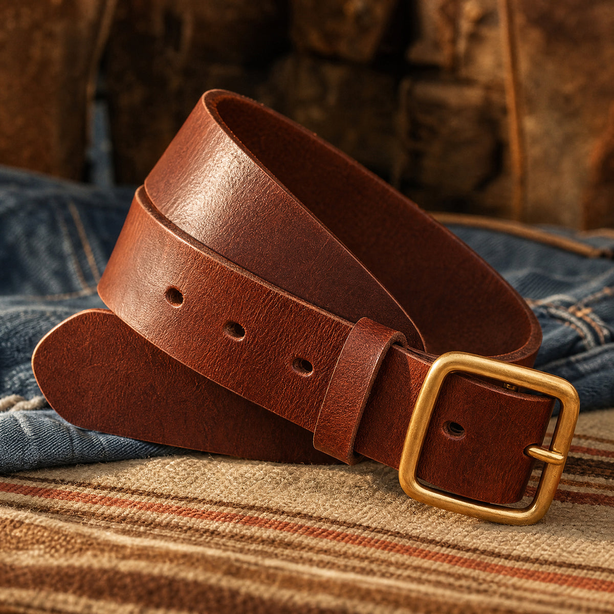 Childress Full-Grain Leather Belt in Chestnut