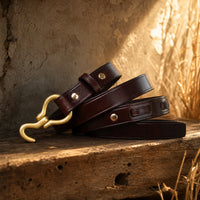 Cisco Slim Full-Grain Leather Belt in Brown