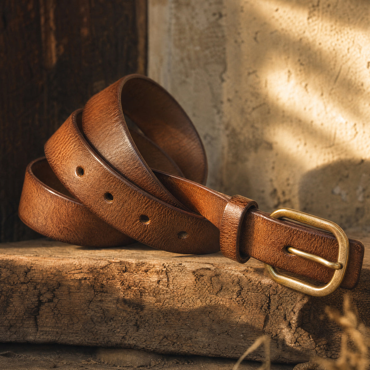 Clyde Slim Full-Grain Leather Belt in Tan