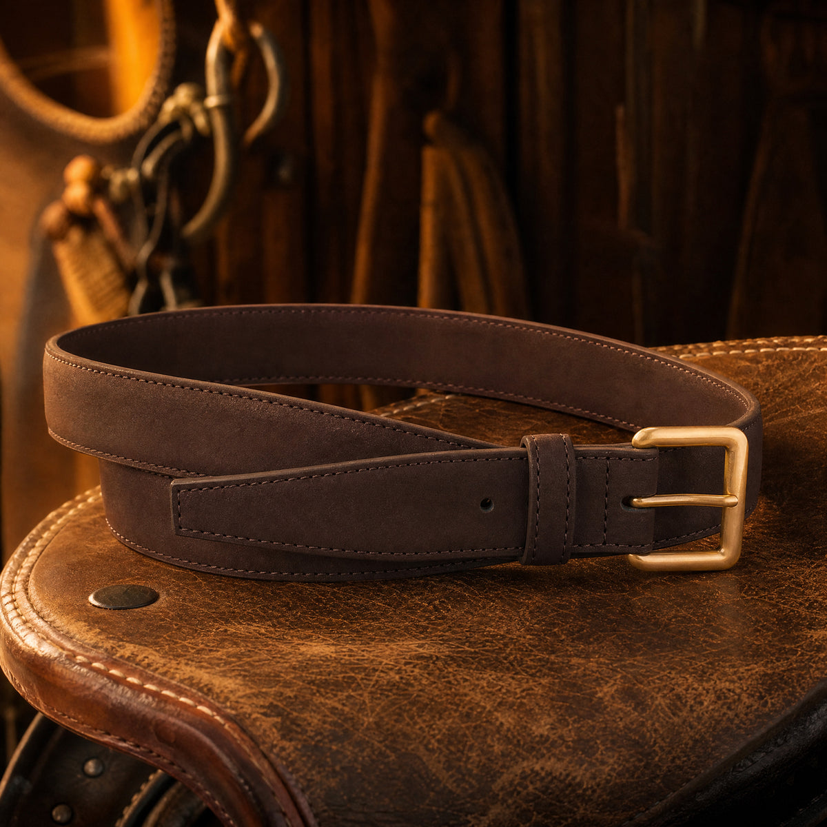 Crockett Dress Full-Grain Leather Belt in Dark Brown