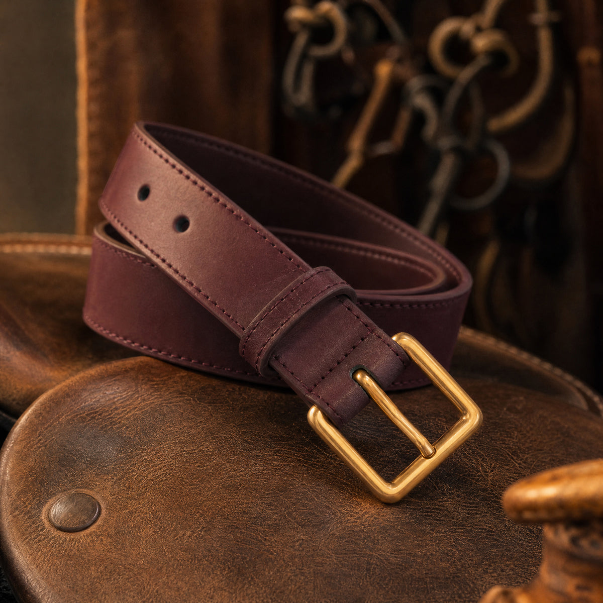 Crockett Dress Full-Grain Leather Belt in Oxblood