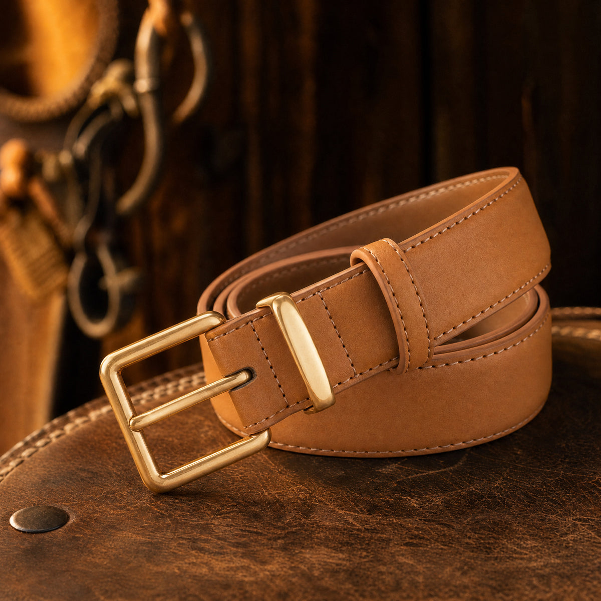 Crockett Dress Full-Grain Leather Belt in Tan