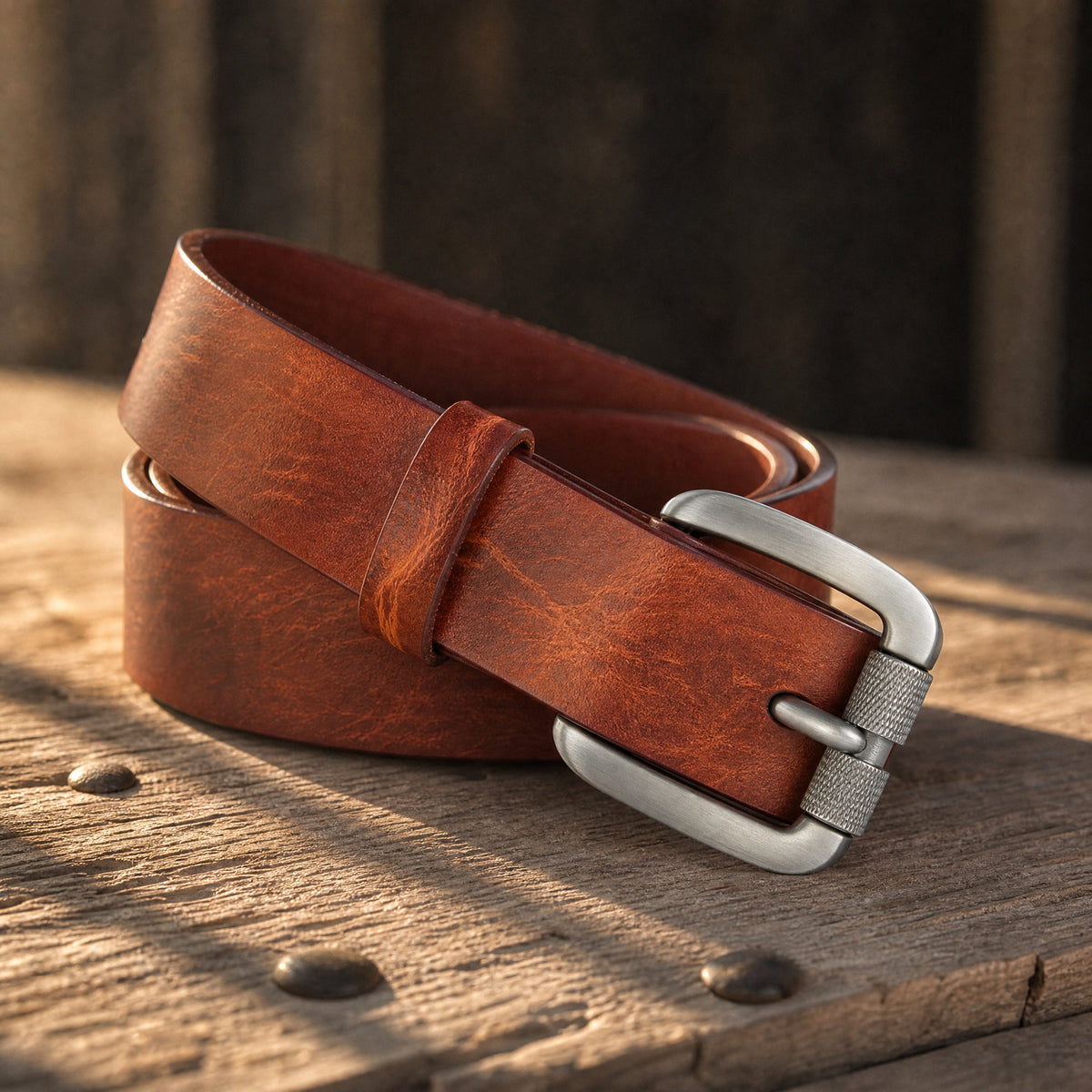 Crowell Full-Grain Leather Belt in Chestnut