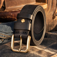 DeWitt Heavy-Duty Full-Grain Leather Belt in Black