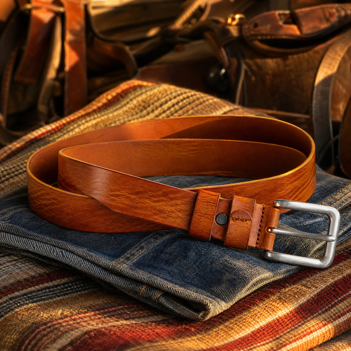 Eddy Full-Grain Leather Belt in Brown
