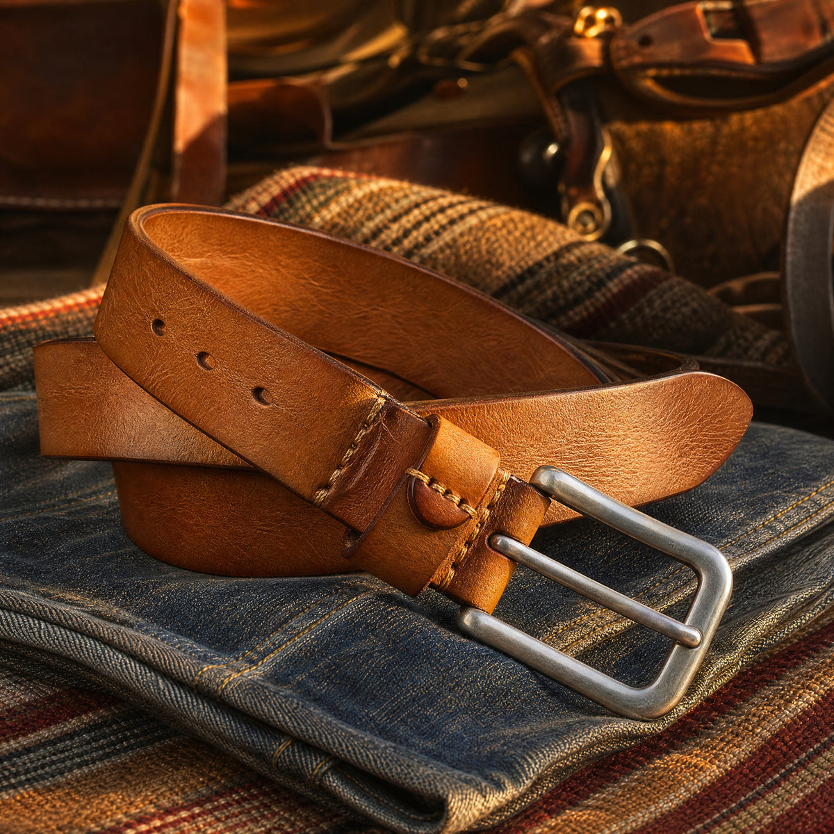 Eddy Full-Grain Leather Belt in Tan