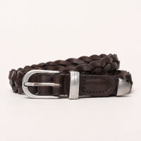 Hallettsville Woven Full-Grain Leather Belt in Dark Brown