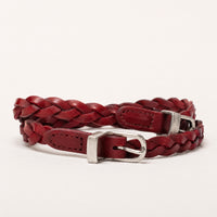 Hallettsville Woven Full-Grain Leather Belt in Red