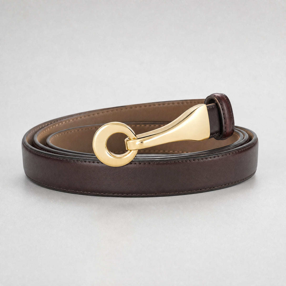 Jacksboro Slim Full-Grain Leather Belt in Dark Brown