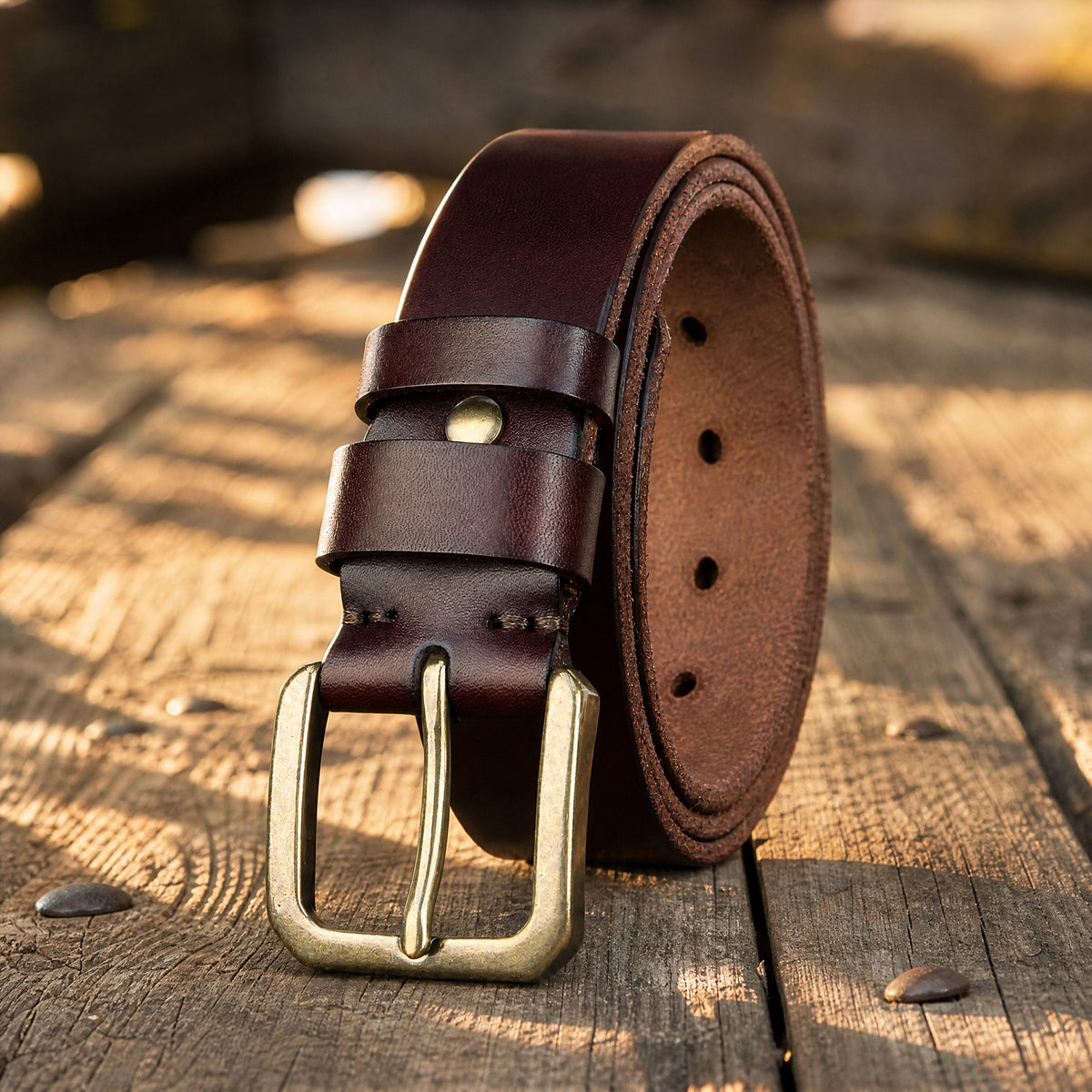 Junction Full-Grain Leather Belt in Dark Brown