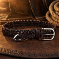 Kendall Woven Full-Grain Leather Belt in Brown