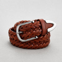 Kimble Woven Full-Grain Leather Belt in Tan