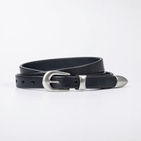 Luling Slim Full-Grain Leather Belt in Black