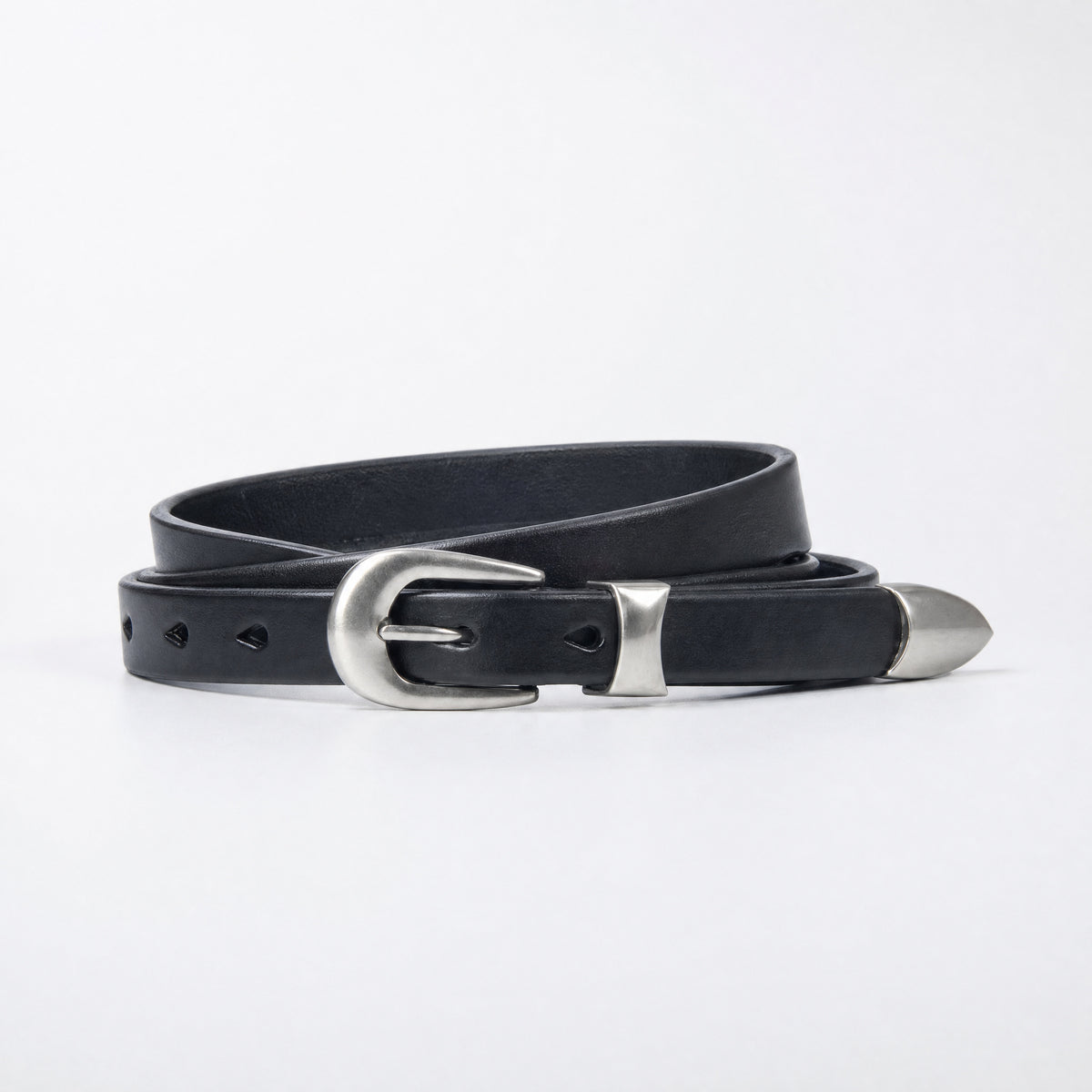 Luling Slim Full-Grain Leather Belt in Black