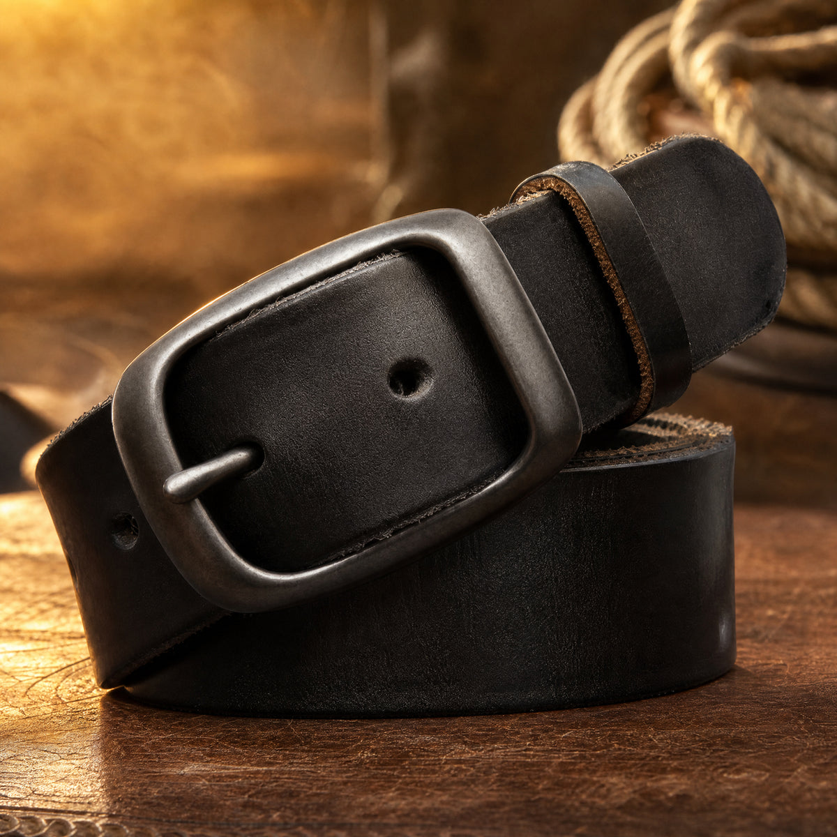 Mason Full-Grain Leather Belt in Black