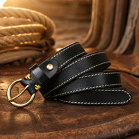Milam Slim Full-Grain Leather Belt in Black