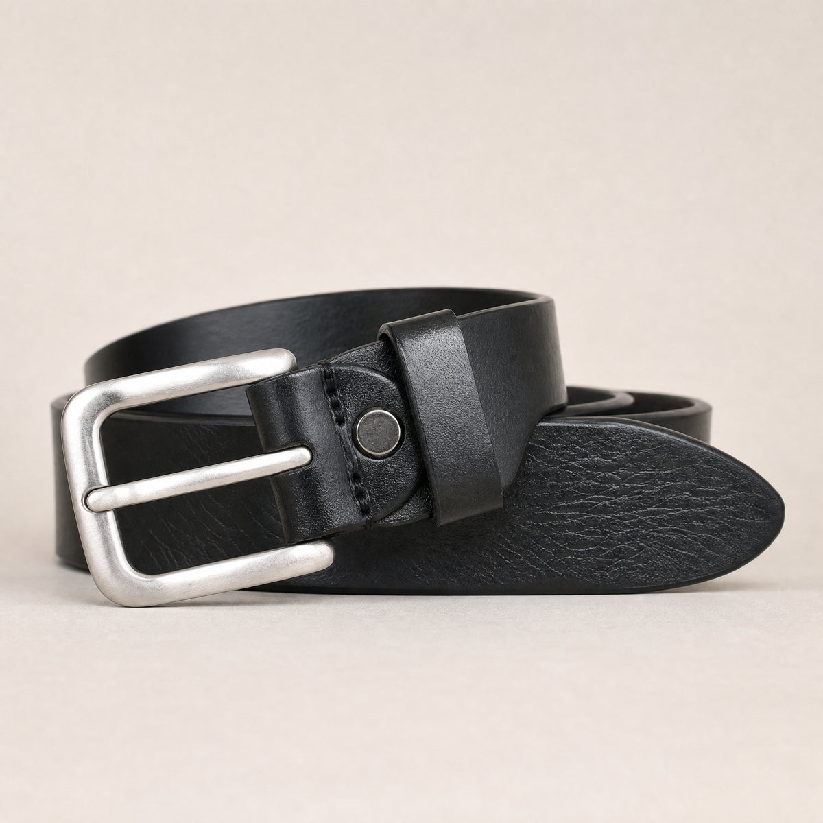 Moody Full-Grain Leather Belt in Black