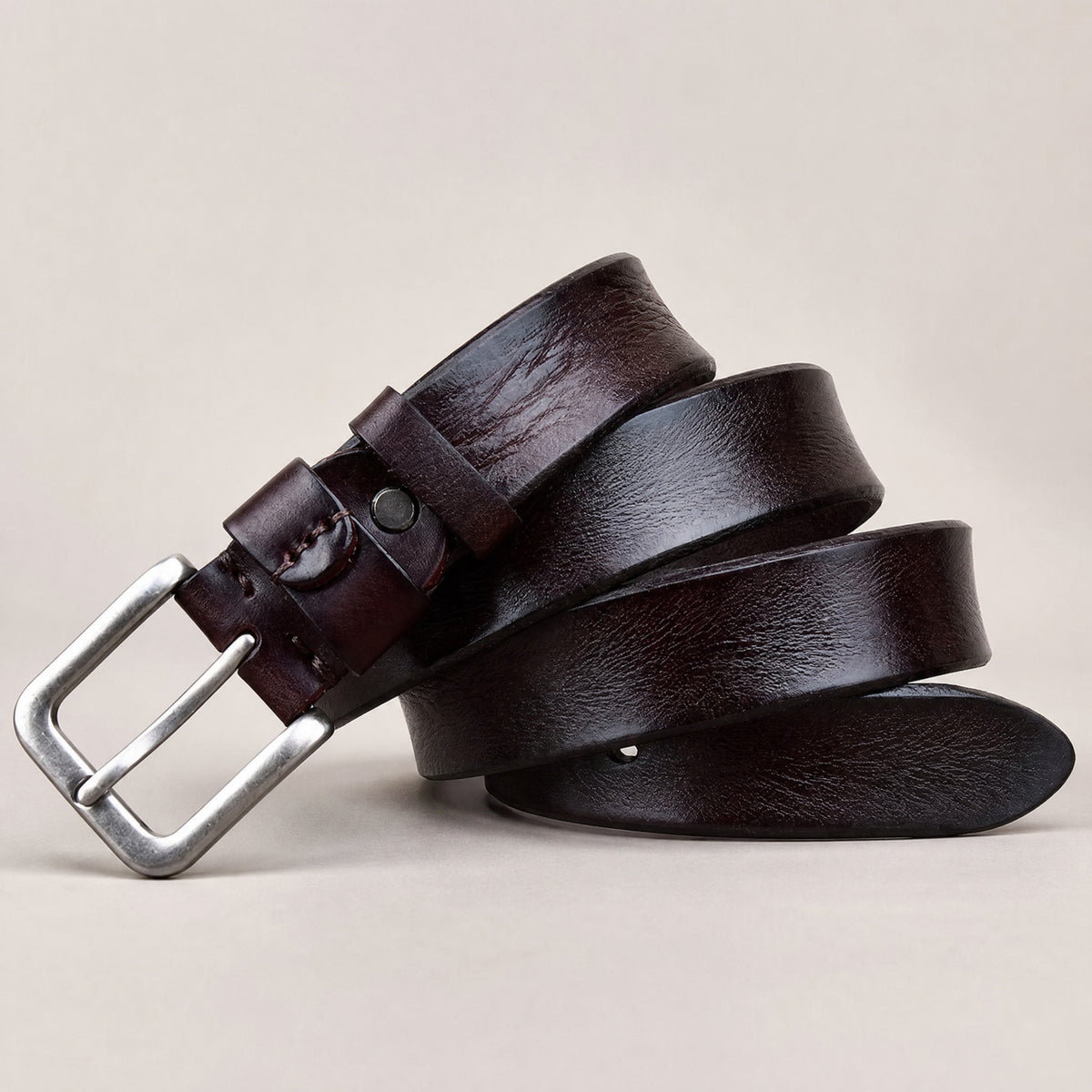 Moody Full-Grain Leather Belt in Dark Brown