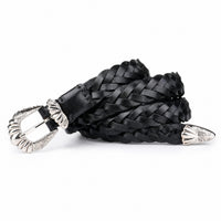 Muenster Braided Full-Grain Leather Belt in Black