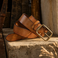 Muleshoe Full-Grain Leather Belt in Tan