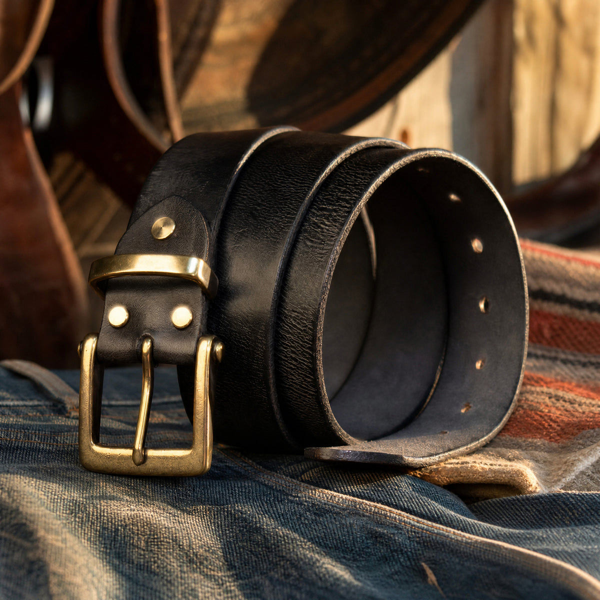 Nacogdoches Heavy-Duty Full-Grain Leather Belt in Black