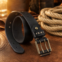 Roma Heavy-Duty Full-Grain Leather Belt in Black
