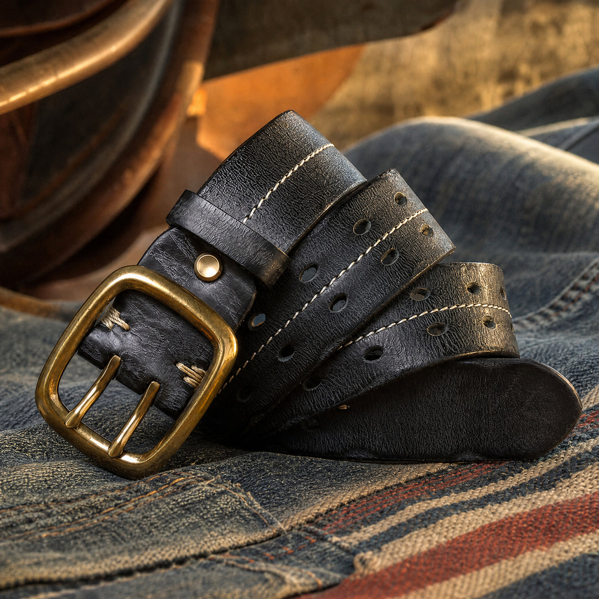 Seymour Full-Grain Leather Belt in Black
