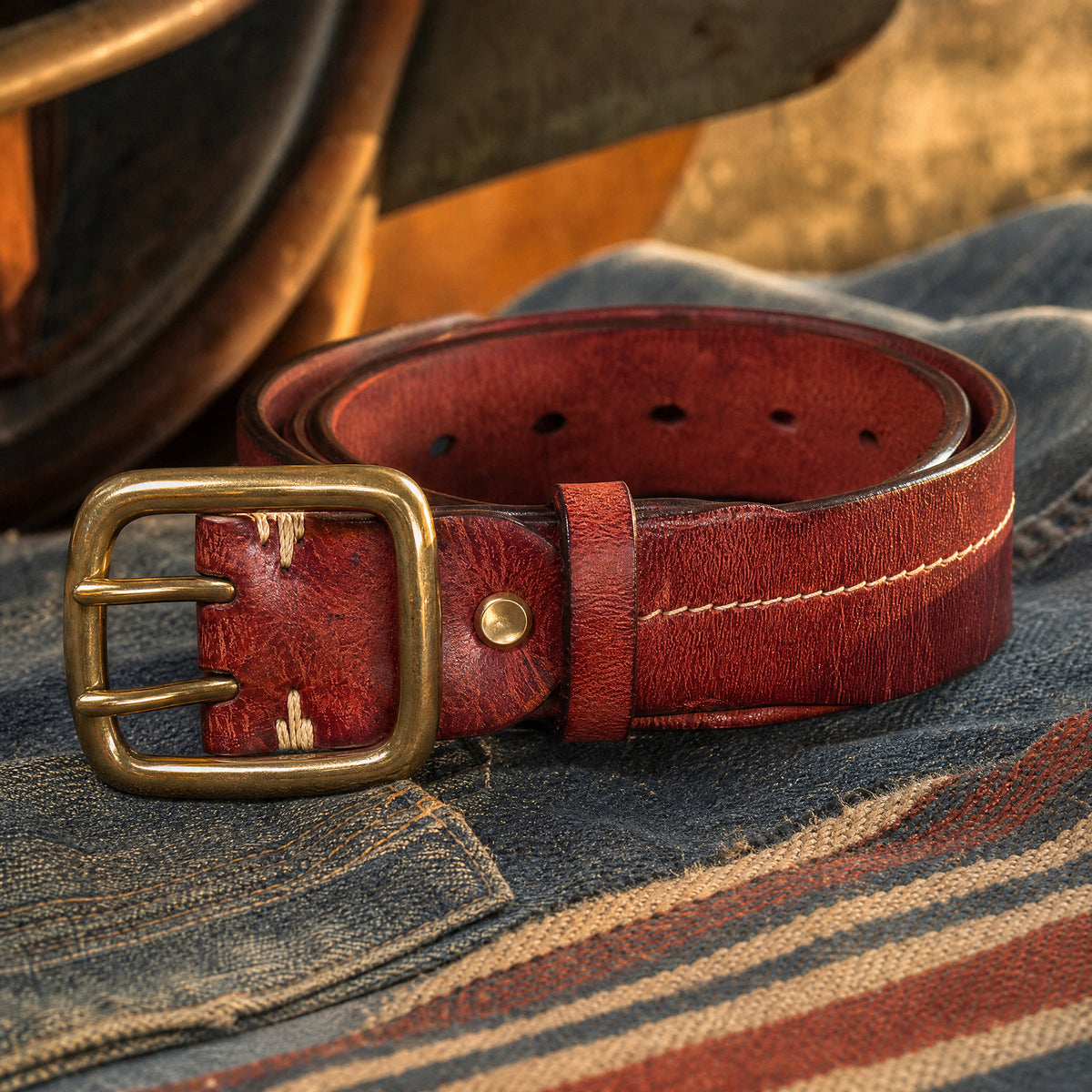 Seymour Full-Grain Leather Belt in Chestnut