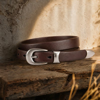 Shackelford Slim Full-Grain Leather Belt in Brown