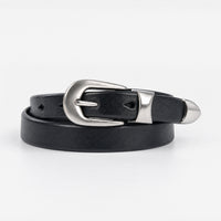 Somervell Slim Full-Grain Leather Belt in Black