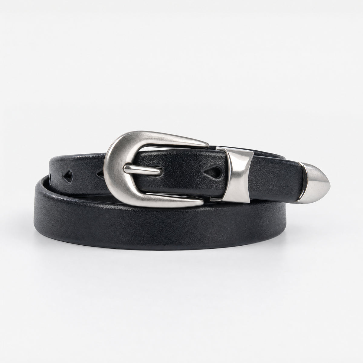 Somervell Slim Full-Grain Leather Belt in Black