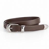 Somervell Slim Full-Grain Leather Belt in Dark Brown