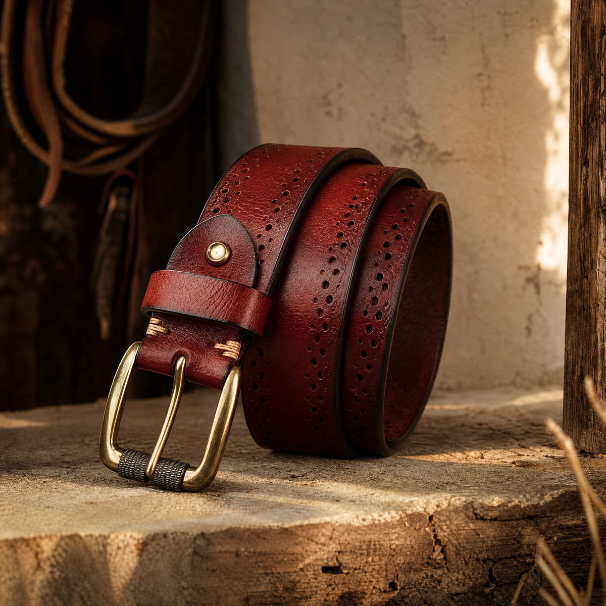 Sweetwater Full-Grain Leather Belt in Chestnut