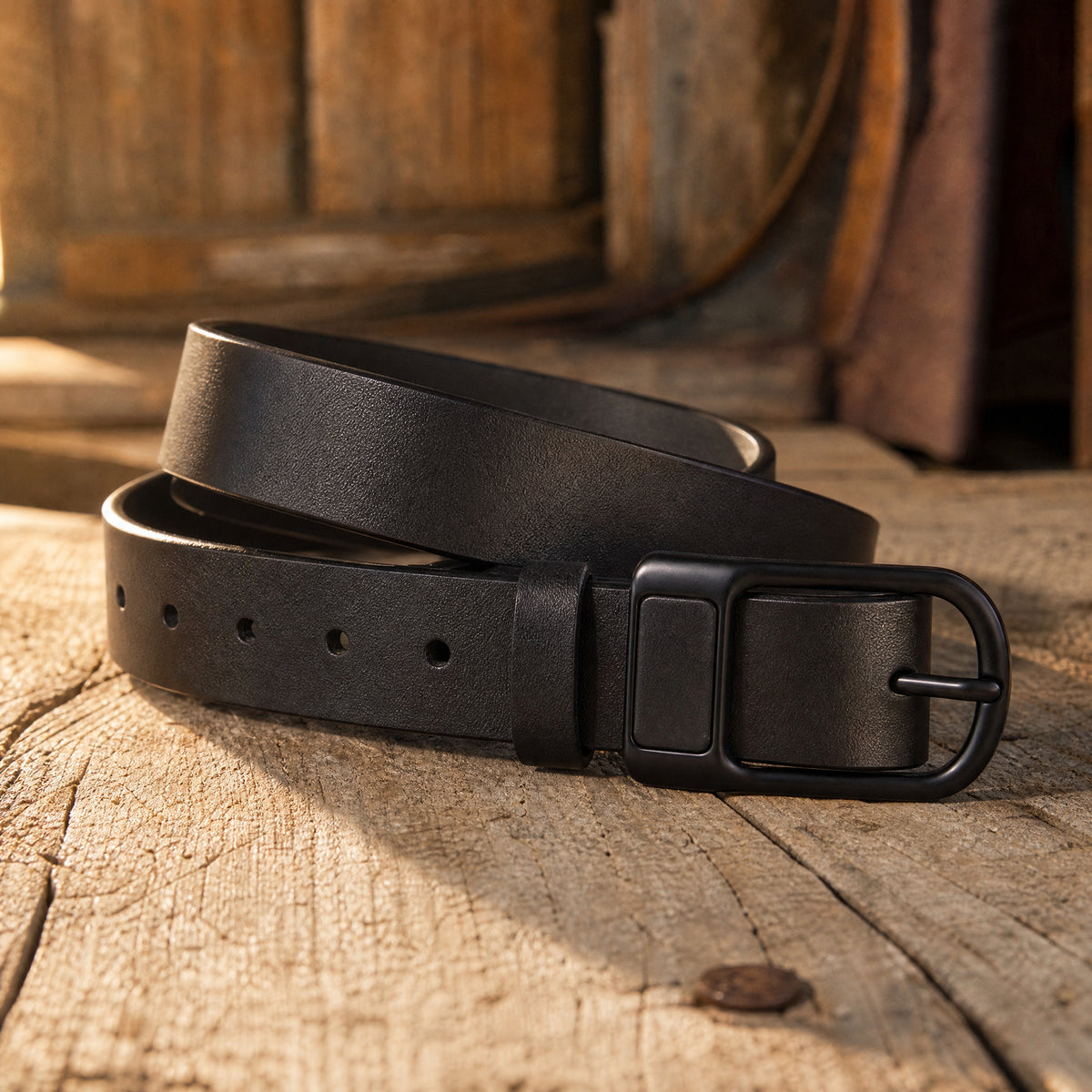 Troy Full-Grain Leather Belt in Black Black