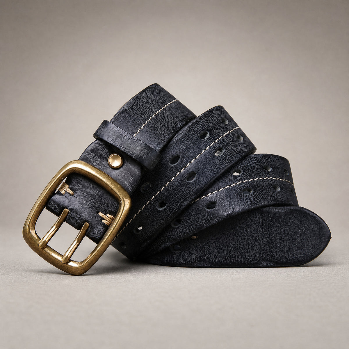 Vernon Full-Grain Leather Belt in Black