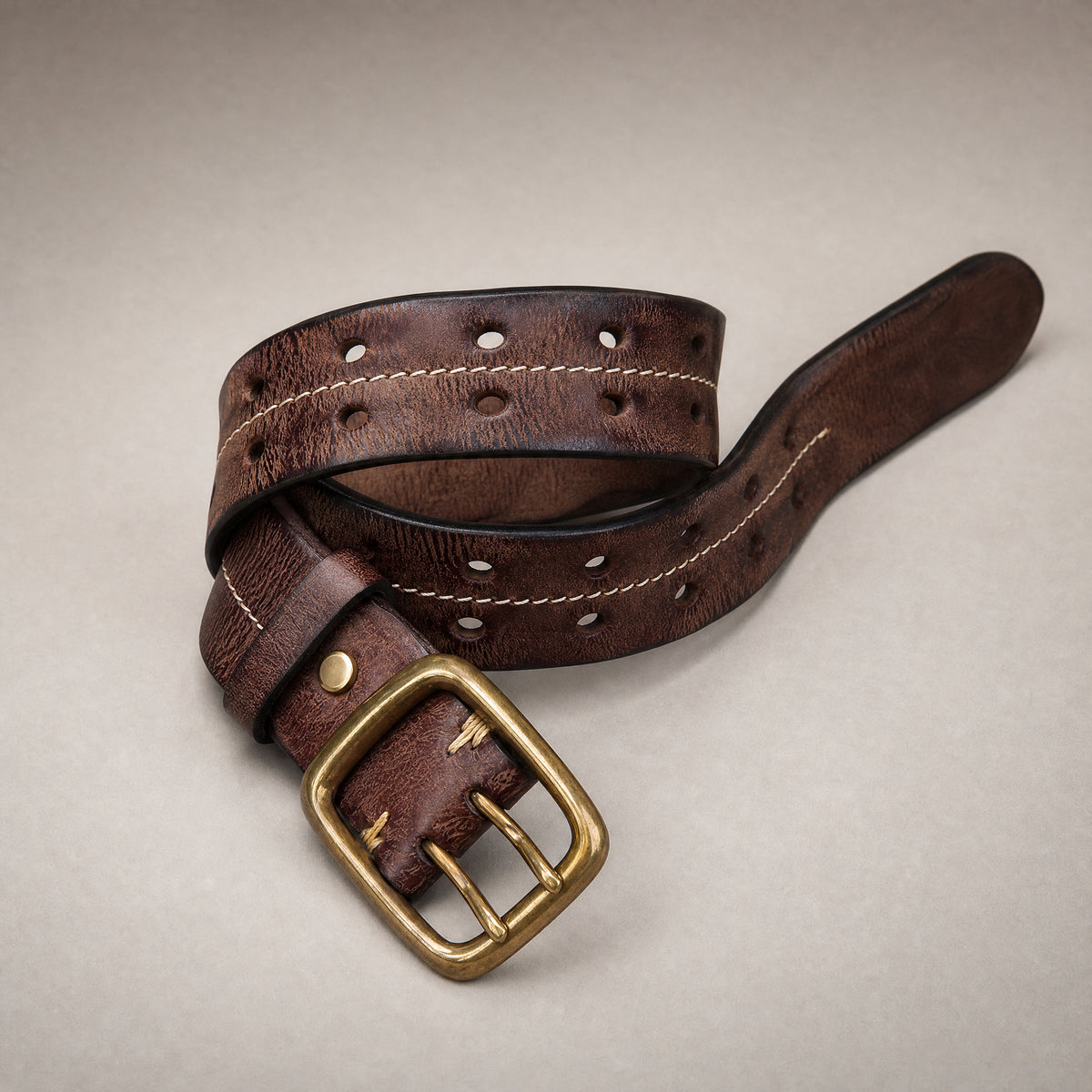 Vernon Full-Grain Leather Belt in Dark Brown