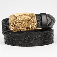 Wharton Western Full-Grain Leather Belt in Black Gold