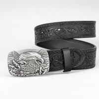 Wharton Western Full-Grain Leather Belt in Black Silver