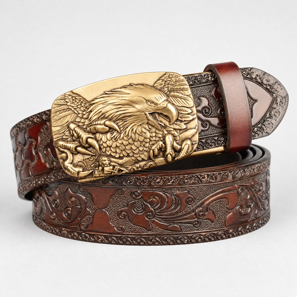 Wharton Western Full-Grain Leather Belt in Tan Gold